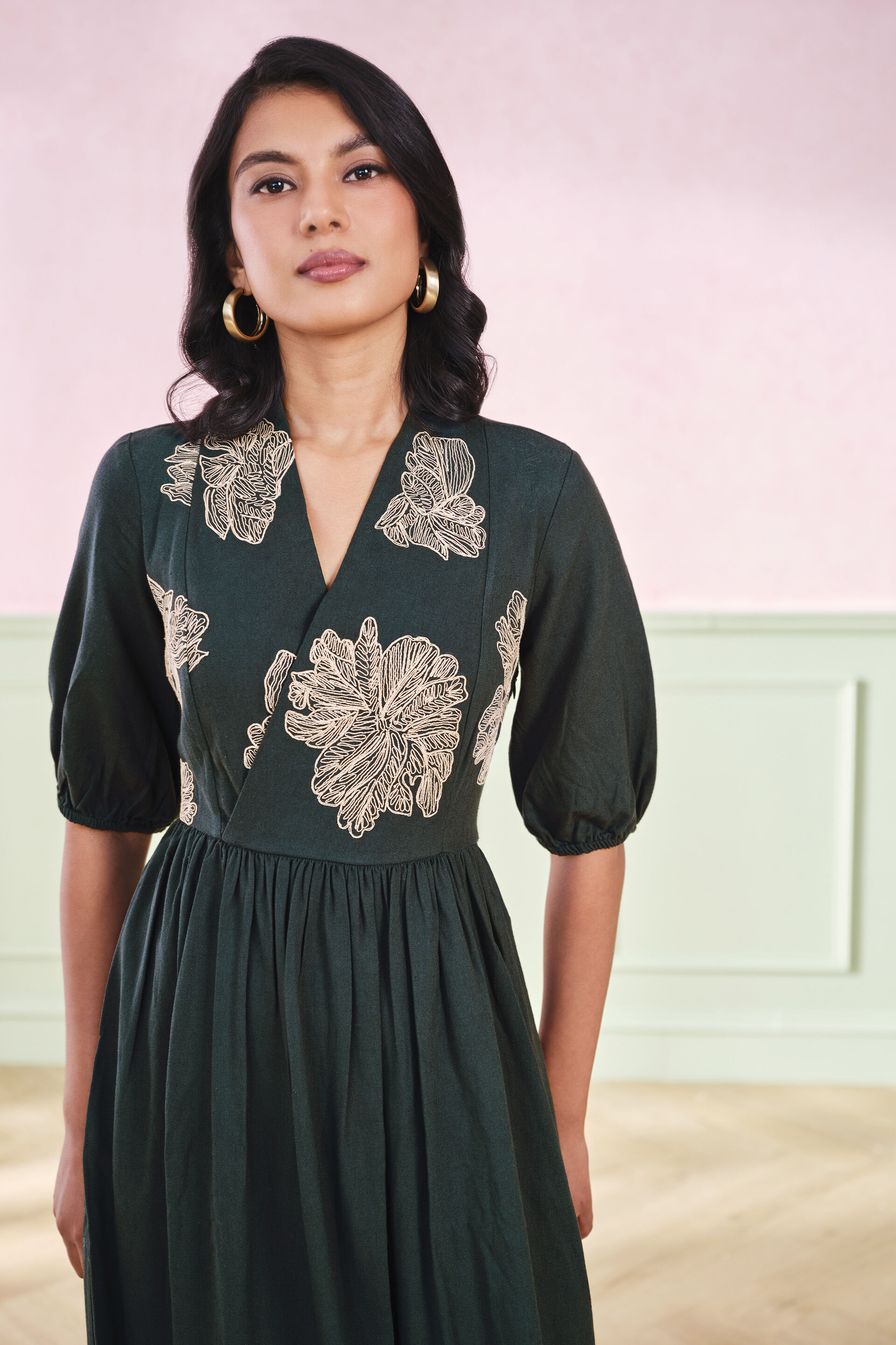 The Gala Viscose Blend Emerald Green Dress, Emerald Green, image 6